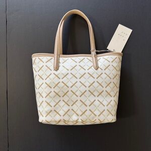 a new day Cream and Tan Patterned Mini Tote
